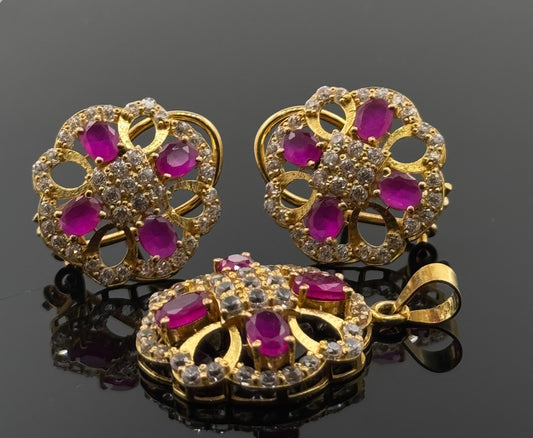 22K Solid Gold Fancy Pendant Sets PS34