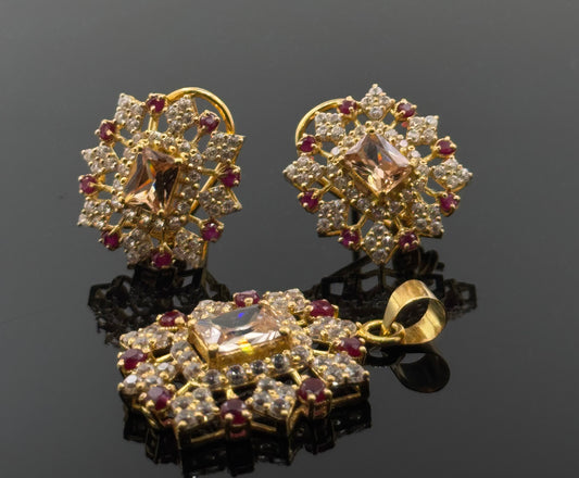 22K Solid Gold Fancy Pendant Sets PS35