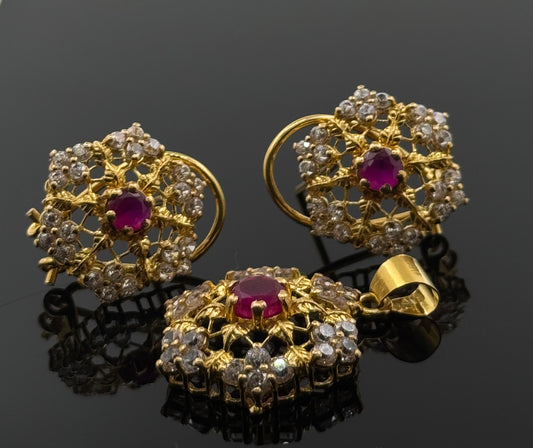 22K Solid Gold Fancy Pendant Sets PS36