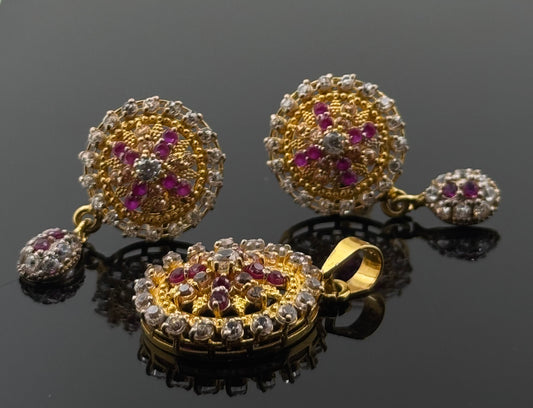 22K Solid Gold Fancy Pendant Sets PS37