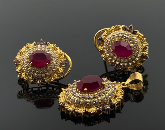 22K Solid Gold Fancy Pendant Sets PS39