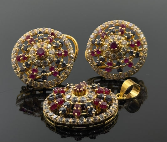 22K Solid Gold Fancy Pendant Sets PS41