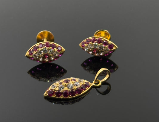 22K Solid Gold Fancy Pendant Sets PS42