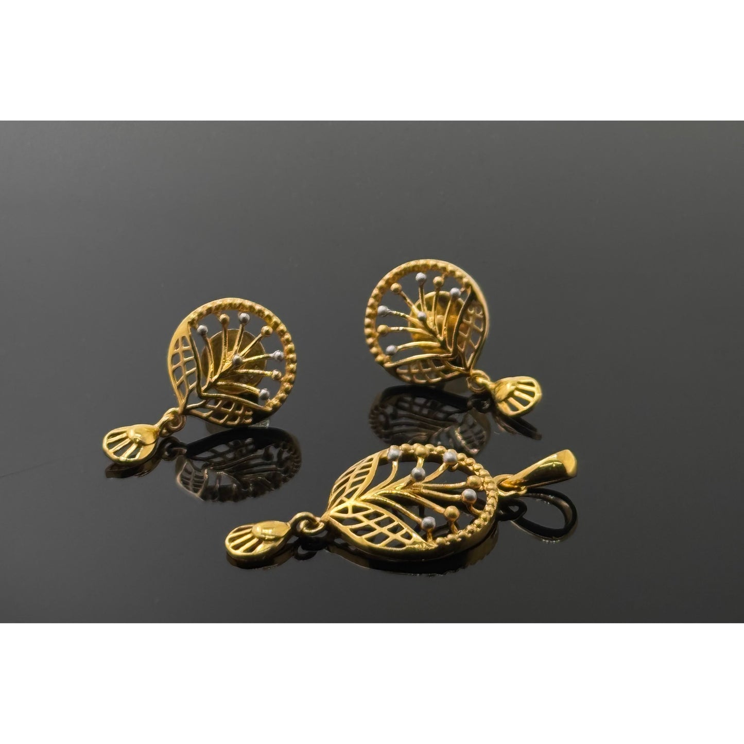 22K Solid Gold Fancy Pendant Sets PS85