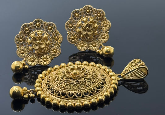 22K Solid Gold Fancy Pendant Sets PS95
