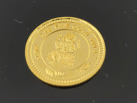 24K Laxmi Ganesh Gold Coin cn9 - Royal Dubai Jewellers