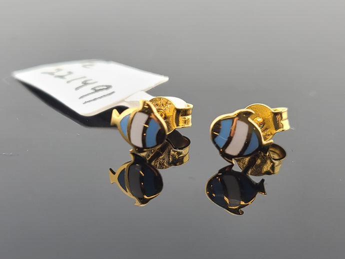 21K Solid Gold Baby Fish Studs E221491 - Royal Dubai Jewellers