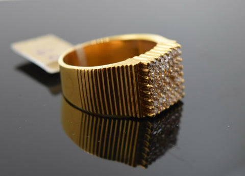 22k Ring Solid Gold Ring Men Jewelry Modern Stone Encrusted sigma Design R2039 - Royal Dubai Jewellers