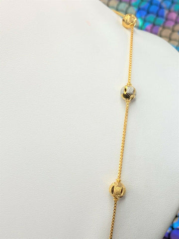 22k Chain Solid Gold Ladies Elegant Two Tone Snake And Beads with Charms C054 - Royal Dubai Jewellers