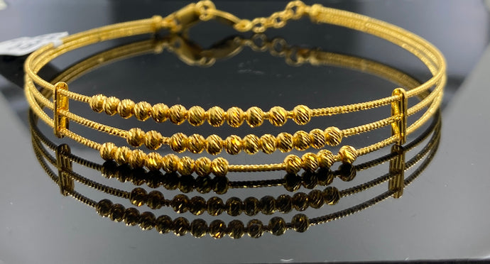 22k Bangle Bracelet Solid Gold Ladies Triple Wired Dancing Bangle BR5247 - Royal Dubai Jewellers