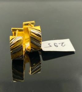 22K Solid Gold Two Tone Designer Hoops E10826 - Royal Dubai Jewellers