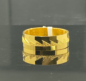 22k Solid Gold Ring Band Unisex Flat Diamond Cut Diamond Shimmer R2548z - Royal Dubai Jewellers