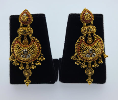 22K Solid Gold Designer Long Earrings E22201 - Royal Dubai Jewellers