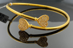22kBangle Bracelet Solid Gold Ladies Exotic Heart Shape Bangle with Stone BR5311 - Royal Dubai Jewellers