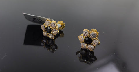 22K Solid Gold Studs With Stones E9903 - Royal Dubai Jewellers