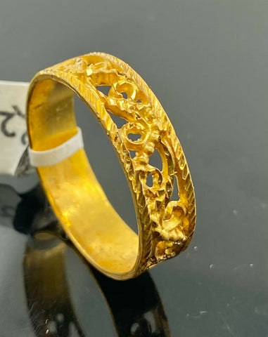 22k Ring Solid Gold ELEGANT Filigree Floral Design Band r2328 - Royal Dubai Jewellers