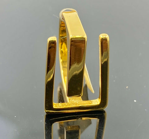 22k Ring Solid Gold ELEGANT Simple E Shape Design Ladies Band r2085z - Royal Dubai Jewellers
