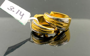 22K Solid Gold Matt Hoops With Rodhium Cut E10850 - Royal Dubai Jewellers