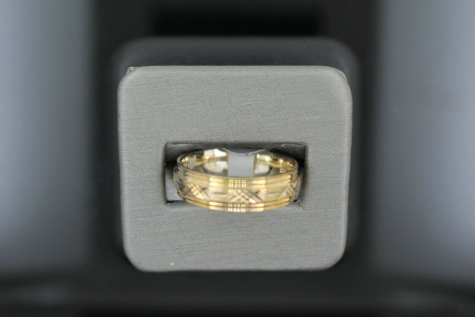 18k Solid Gold Elegant Ladies Modern Machine Finish Band Ring R9080m - Royal Dubai Jewellers