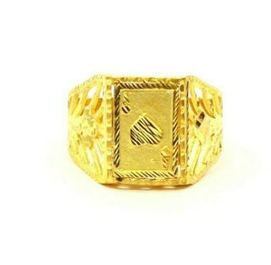 22k Ring Solid Gold ELEGANT Charm Mens Ace Heart Band SIZE 11 "RESIZABLE" r2385 - Royal Dubai Jewellers