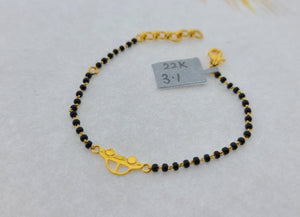 22k Solid Gold Car Black Bead Baby Bracelet CB3034 - Royal Dubai Jewellers
