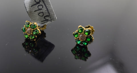 22K Solid Gold Studs With Stones E9904 - Royal Dubai Jewellers