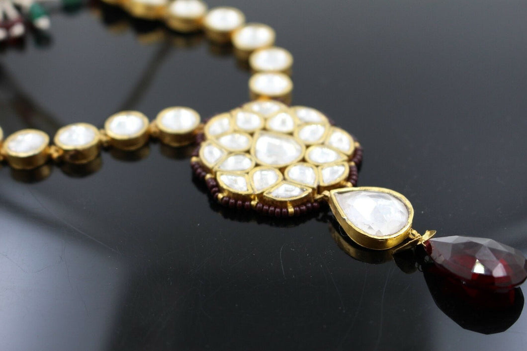 22k 22ct Solid Gold Elegant Traditional Kundan Set Necklace with STONE KS110 | Royal Dubai Jewellers