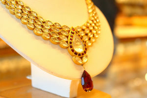 22k 22ct Solid Gold Elegant Traditional Kundan Set Necklace with STONE KS119 | Royal Dubai Jewellers