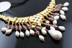 22k 22ct Solid Gold Elegant Traditional Kundan Set Necklace with STONE KS111 | Royal Dubai Jewellers