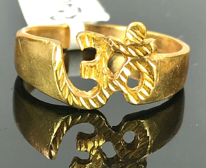 22k Ring Solid Gold ELEGANT Charm Men OM Design SIZE 9 