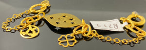 21k Solid Gold Simple Ladies Bracelet with Tear Drop Faceplate b777 - Royal Dubai Jewellers