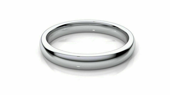 18k Solid Gold 3mm Comfort Fit Wedding Flat Band in 18k White Gold 