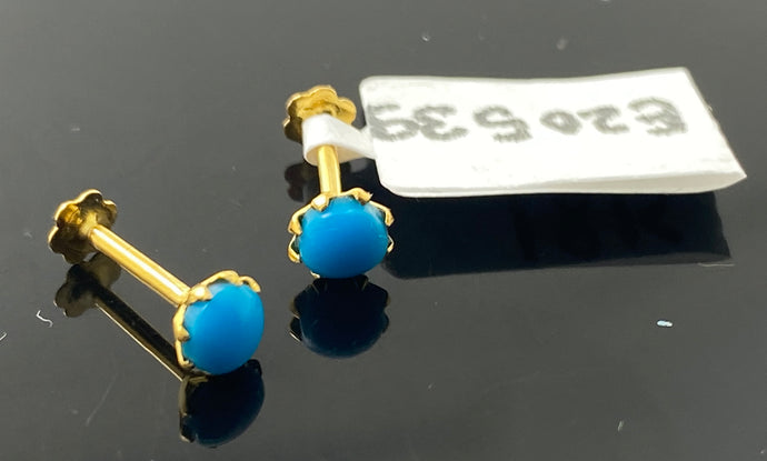18K Solid Gold Studs With Stones E20539 - Royal Dubai Jewellers