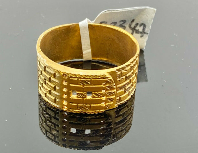 22k Ring Solid Gold ELEGANT Charm Men Unique Band SIZE 10.5 