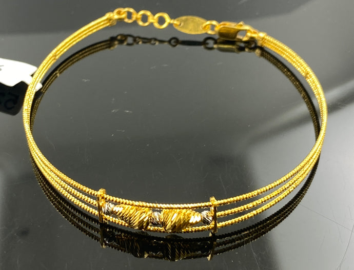 22kBangle Bracelet Solid Gold Ladies Two tone Triple Wired Designer BangleBR5254 - Royal Dubai Jewellers