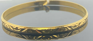 22k Bangle Solid Gold Classic Ladies Diamond Cut Geometric Pattern Design B326 - Royal Dubai Jewellers
