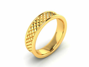 22k Ring Solid Yellow Gold Ladies Jewelry Modern Cross Cutting Band CGR11 - Royal Dubai Jewellers