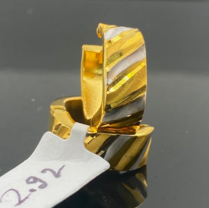 22K Solid Gold Matt Hoops With Rodhium Cut E10823 - Royal Dubai Jewellers