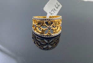 22k Solid Gold Posh Two Tone Geometric Ring r7466f - Royal Dubai Jewellers