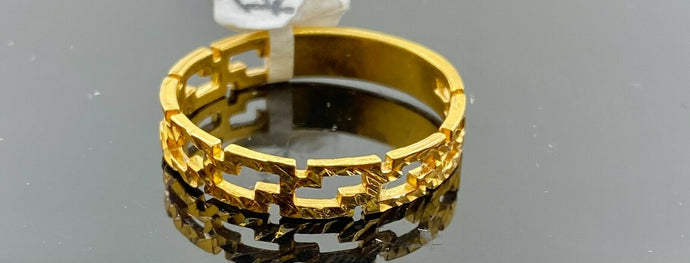22k Ring Solid Gold Elegant S Link Modern Design Ladies Ring Size R2073 mon - Royal Dubai Jewellers
