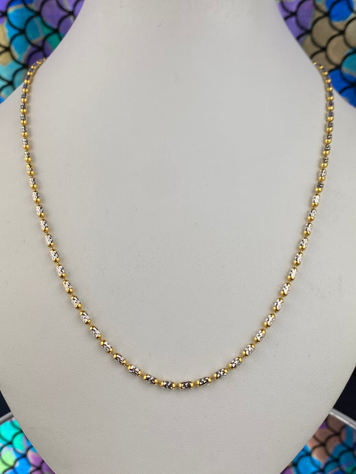 22k Chain Solid Gold Ladies Two tone Infinity Design c0408 - Royal Dubai Jewellers