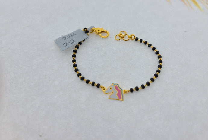 22K Solid Gold Animi Black Bead Baby Bracelet CB3029 - Royal Dubai Jewellers