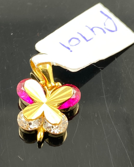 22K Solid Gold Zircon Butterfly Pendant P4701 - Royal Dubai Jewellers