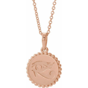 14K Rose Eye of Horus 16-18" Necklace Item 86872NR - Royal Dubai Jewellers
