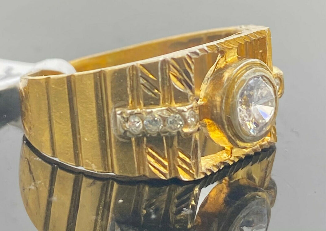 22k Ring Solid Gold ELEGANT Charm Men Stone Band SIZE 8.5 