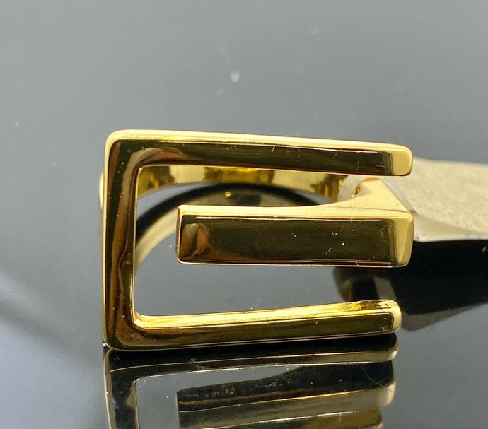 22k Ring Solid Gold ELEGANT Simple E Shape Design Ladies Band r2085z - Royal Dubai Jewellers