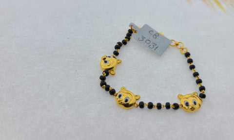 22K Solid Gold Designer Black Bead Baby Bracelet CB3031 - Royal Dubai Jewellers