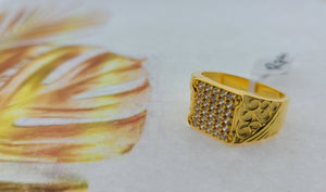 22K Solid Gold Signet Ring With Stones R7626 - Royal Dubai Jewellers