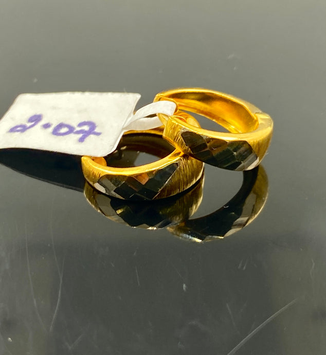22K Solid Gold Two Tone Designer Hoops E10798 - Royal Dubai Jewellers