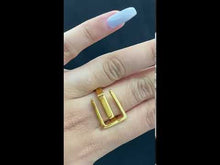 22k Ring Solid Gold ELEGANT Simple E Shape Design Ladies Band r2085z